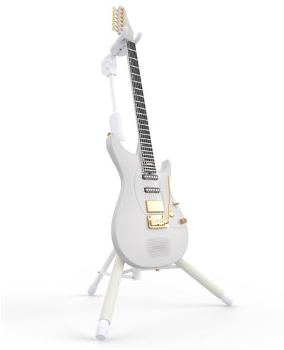 ENYA verstellbarer Gitarrenständer (76 bis 99 cm) mit Auto-Haken, aus Edelstahl, rutschfester Polsterung und Drei-Bein-Design für Akustik- und E-Gitarren.