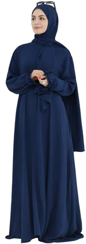 khalat Frauen Muslimische Gebet Abaya Islamisches bescheidenes Kleid mit Hijab-Schal Spitzenärmel Fließendes Abaya-Kleid