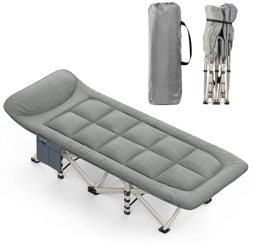 CALIYO Campingbett Feldbett Klappbar, Gästebett klappbar bis 200 kg, 190 x 68 x 40 cm, Filedbett Gästebett mit Aufbewahrungstasche für Camping, Garten, Innen- und Außenbereich