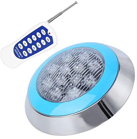 ZJchao 12LED 12W Unterwasser Licht, Pool Beleuchtung, RGB Fernbedienung Schwimmbad Licht mit Edelstahl PC für Brunnen Garten Landschaft