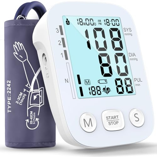 YONLO Blood Pressure Monitor for Home Use, Upper Arm Automatic BP Machine with Backlit LCD, 2×500 Memory & Irregular Heartbeat Detector, Dual Power Type-C/AAA, Extra Large Cuff 9-17