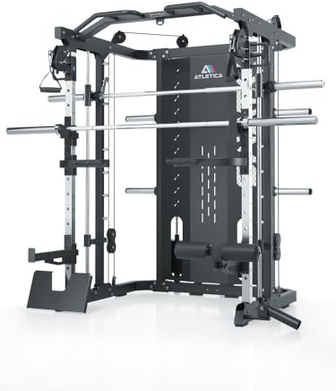 ATLETICA SWAT Multipresse | Performance Version | All-in-one-Kraftstation 226 cm Höhe | Power Rack, Smith Machine & Dualer Kabelzug mit 2 x 75 kg Gewichtsblock