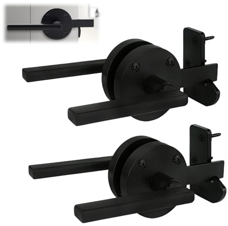 2Pcs Gate Latch for Wooden Gates, Double Side Garden Gate Latches, Black Heavy Duty Swinging Door Latch Gate Hardware, Double-Sided Handle for Yard, Shed Doors, Backyard, Garden