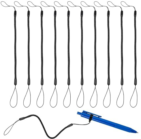 AJKQNMA 10 Stück Stift Lanyards, Elastisches Lanyard Band mit Silikonringen Einziehbares Stylus Band Klemmbrett Stiftband Anti-Verlust Tablet Stylus Halter zum Befestigen des Stylus am Touchscreen