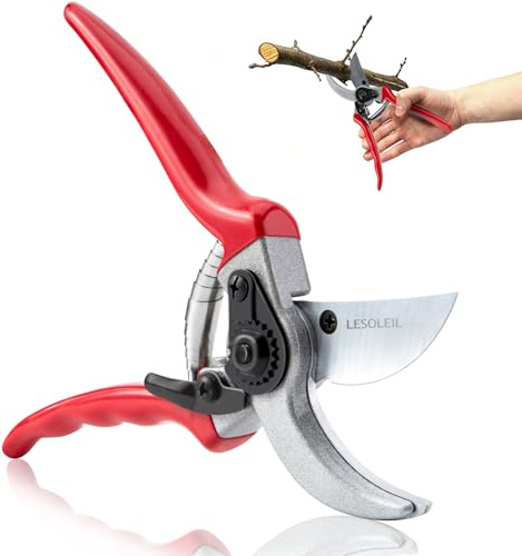 LESOLEIL Tijeras de Podar, Corte Bypass, Diámetro de Corte de 25 mm | Hoja Japonesa de Acero al Carbono SK5 Para Cortar Madera Fresca Seca, Rosas, Uvas