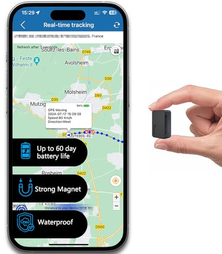 Mini Localizador GPS para Coche 4G Antirrobo Seguimiento en Tiempo Real, Batería de Larga Duración 60 Días, GPS Tracker Oculto y Magnético para Coche, Moto, Bicicleta, Niños, Maletas y Bolsos TK903