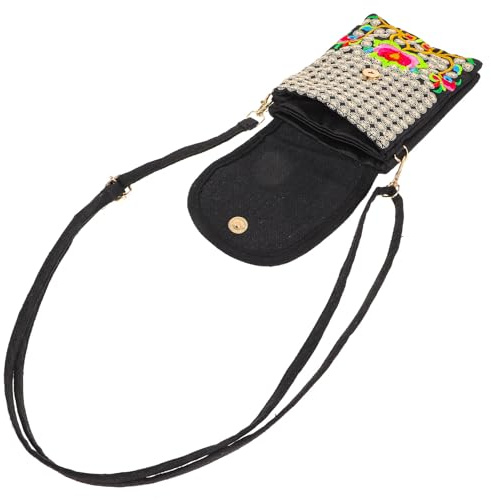 TIKODIDA Tela Borsa a Tracolla Patta Ricamata per Telefono | Organizzazione Compatta per Documenti e Carte, Stile Etnico Delicato, Uso Quotidiano e Festival