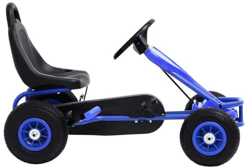 Xolmizyn Kinder Go-Kart Tretauto mit Luftreifen, Tret-Gokart für Kinder 3-6 Jahre, Pedal-Rennwagen mit Handbremse, Stabil und Sicher, Blau