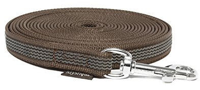 Mystique® Gummierte Schleppleine 15mm mit Handschlaufe Standard Karabiner braun 10m