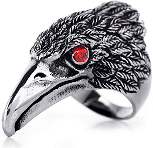 OIDEA Herren Falke Adler Ring: Biker Siegelring Edelstahl Schmuck Geschenk für Männer Vater Freund Engagement Ehering Schwarz Silber Ringgrößen 62 (19.7)