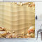 ABAKUHAUS Strand Duschvorhang, Sand mit Muscheln Wellen, Stoffliches Gewebe Badezimmerdekorationsset mit Haken, 175 x 180 cm, Sandbraun Mehrfarbig
