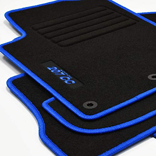 Mattenprofis Velours Logo Fußmatten passend für Peugeot 207 CC ab Bj.02/2007 - blau
