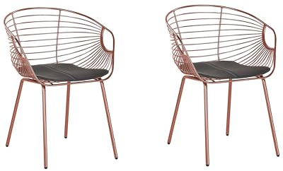 2er Set Essstuhl Kupfer Metallic-Effekt Sitzpolster aus Kunstleder Hoback