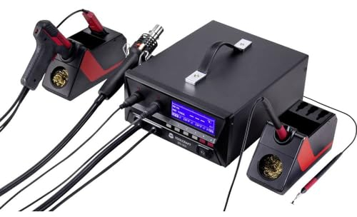 TOOLCRAFT TPS-900 Reparatur-Station I digitale Lötstation I Heißluft-Lötstation I Vakuum-Entlötstift I analoge Lötstation I Elektrozange I 230 V I werkzeug set