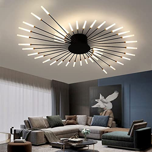LED Deckenleuchte Modern Feuerwerk Design Deckenlampe Wohnzimmer Ceiling Lamp Schlafzimmer Decken Beleuchtung Flur Wandleuchte Restaurant Kronleuchter Kinderzimmer Nicht Dimmbar Light (Black,42Heads)