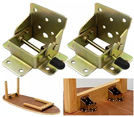 WANLIAN(2 piezas)90 grados autobloqueante plegable mesa pierna extensión estante soporte plegable telescópico oculto escritorio cama pierna bisagra (Freno lateral)