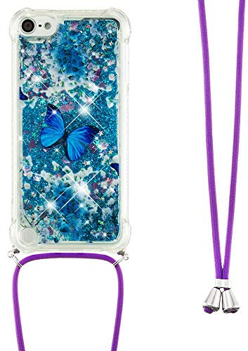 Handykette Handyhülle für iPhone 6S Plus / 6 Plus Hülle,Glitzer Quicksand kreatives Fließende Flüssigkeit schwimmt Silikon Case mit Umhängeband Handykordel Band Kette für iPhone 6S Plus,YB GS Die