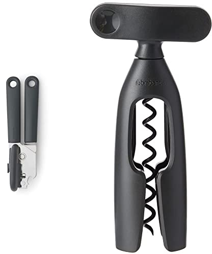 Brabantia 121869 Tasty+ Can Plus Bottle Opener, Dark Grey & Tasty+ Corkscrew, Dark Grey