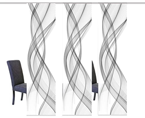 wohnfuehlidee 3er-Set Schiebegardinen (54149), Deko Blickdicht, Mariella, Höhe 245 cm, grau, 245 x 60 cm