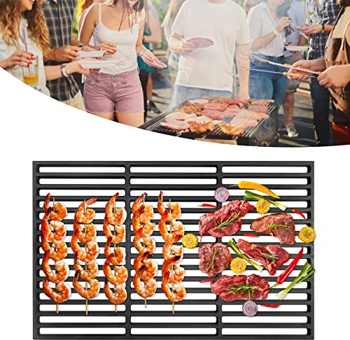 UISEBRT Grill Parrilla Hierro Fundido 42 x 28 cm Esmaltada Cuadrada Rectangular Barbacoa BBQ asado Gas leña carbón para Picnic, Viajes, Patio o Camping en el jardín