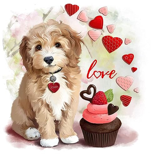 UNIQUORS 5D Diamond Painting Hund, Full Diamant Painting Bilder Erwachsene Kuchen, Diamant Malerei Kinder, Home Wand Decor(35x35cm)