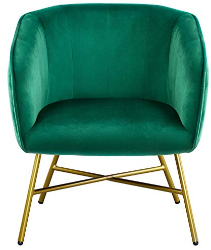 costoffs Occasional Living Room Armchair Comfortable Accent Chair Velvet Tub Side Chair with Soft Cushion Seat and Sturdy Metal Support for Home Dining or Sitting Green