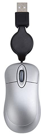 Lycuiw Mini ratón óptico retráctil, Mini ratón portátil USB con Cable, ergonómico, para el hogar y la Oficina, para Ordenador, PC y portátil (Gris)