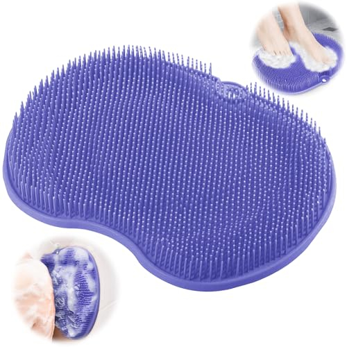 Grande Tappetino Scrubber per Piedi,Pad Massaggio Doccia Piede Spazzola Antiscivolo con Ventose,Tappetino per Piedi Scrubbe,Ridurre il Dolore e Migliorare La Circolazione Sanguigna Del Piede (Blu)