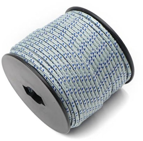 1/8in(3mm) 164ft Nylon Rope Solid Braided Cord 5 Stands Paracord Thin String for Crafts Multipurpose UV Resistant for Tent Garden Clothesline and Outdoor Tarp(Silver Pattern)