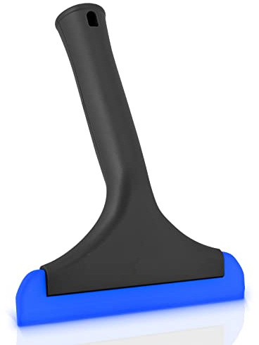 EHDIS 1pcs Tergivetro di Silicone per Doccia con Fori per l'aggancio, 6INCH, Multiuso Tergivetro con foro, per Finestre Vetro, Piastrelle, Auto, Specchi, Nero + blu