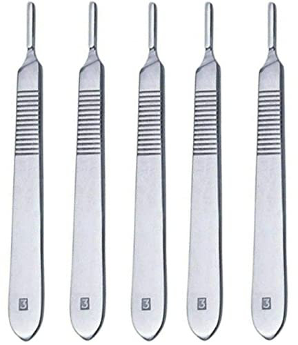 5 Pieces Stainless Steel BP Handle No.3 Scalpel Handles Surgical Sign Craft Card Making Cutter Podiatry Dental Medical Vet Students