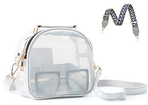 ONEGenug Damen Transparente Schultertasche Durchsichtige Umhängetasche Stadion Genehmigte Klare Sporttasche mit 2 Gurte für Arbeit Sport Spiele Konzerte