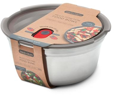 BLACK + BLUM Lunch Bowl - Reusable Meal Prep Containers for Picnic & Camping - Microwavable Stainless Steel Lunch Dinner Food Storage Box with Leak Proof Lid - Dishwasher Oven Safe - Medium - 950ml