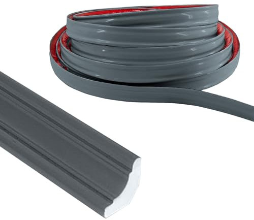 PVC Quadrant Trim Grey, 3M Flexible Grey Quadrant Trim Floor Beading Grey Skirting Board Coving for Ceilings Worktop Edging Strip for Laminate Floor Beading Edging Strip Wall Corner Strip(19 * 13mm)