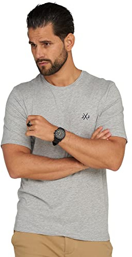JACK & JONES Herren T-Shirt Elif Infinity O-Neck Shirt Kurzarmshirt (as3, Alpha, m, Regular, Regular, Grey Melange/Without Backprint)