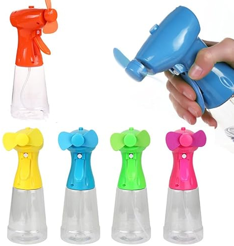 hardinox Portable Handheld Water Mist Fan Spray Bottle Cooling Fans Battery Powered Outdoor For Holidays, Beach Trips, Office Travel (Green)