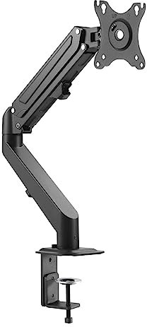 Toboli Support d’écran 17-27 Pouces 2 à 6,5 kg 1x Ordinateur Ressort à gaz Fixation de Table VESA 75x75/100x100 Bras Articulé Porte-Ordi Inclinaison et Hauteur Réglable Rotation Pied Socle d'écran