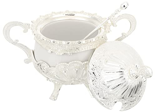BESTonZON Sucrier Bonbonnière En Verre Pot De Stockage De Poivre Contenant De Poivre Stockage Dassaisonnement Contenant De Sucre Turc Pot D'huile De Piment Alliage De Zinc Avec Couverture