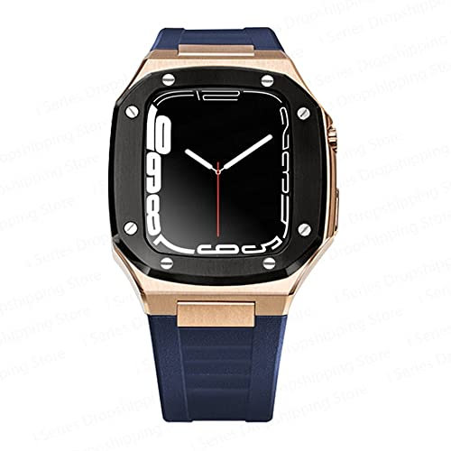 AXPTI Kit di modifica per Apple Watch Band 44mm 45mm Cassa di Lusso Set Lunetta Cinturino in Gomma Cassa Del Metallo per IWatch Serie 8 7 6 SE 5 4 41mm, 41MM, agata