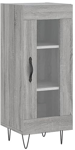 vidaXL Sideboard, Kommode mit viel Stauraum, Beistellschrank Anrichte für Wohnzimmer, Schrank Mehrzweckschrank Glas-Tür, Modern, Grau Sonoma Holzwerkstoff