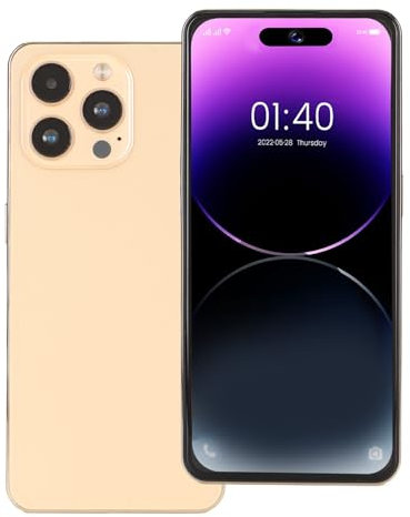 I15 Pro Max Smartphone 6.6 Zoll Entsperren Handy, 3G Netzwerk Gesichtsentriegelung 4GB 64GB WiFi 5MP 13MP 2520 X 3200 OTG 7800 MAh Handy Groß (GOLD)