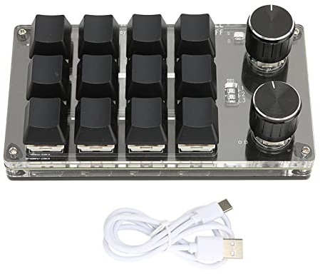 Annadue Mechanische Tastatur mit 12 Tasten und 2 Knöpfen, Kabelgebundenes USB/Kabelloses Bluetooth, Dual Modus, Rote Achse, HID, DIY, Programmierbare Tastatur, OSU Gaming Tastatur