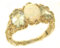 LetsBuyGold Damen-Ring solide 9 Karat Gold Gelbgold Aquamarin & Opal - Verfügbare Größen : 50 bis 64
