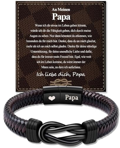 BOCHOI Vatertagsgeschenk Herren Lederarmband mit Gravur Papa Armband Personalisiertes Herrenarmband Herrenschmuck für Männer an den Vater DAD