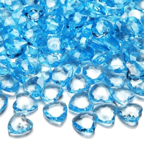 Ziamzra 600 Stück Streudeko Herz Diamantene Hochzeit Deko Blau Streudeko Hochzeit Tischdeko Geburtstag Kristall Deko Acryl Dekosteine Glassteine Deko für DIY Vase Valentinstag - 12mm