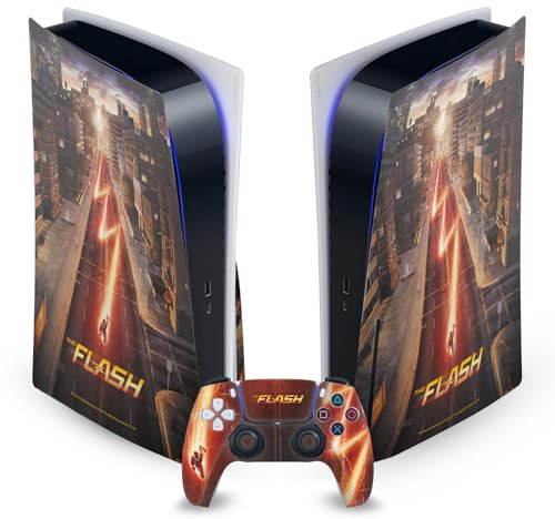 Head Case Designs Offizielle The Flash TV Series Barry Poster Vinyl Frontplatte Haut Gaming Aufkleber kompatibel mit Sony PlayStation 5 PS5 Disc Edition Console & DualSense Controller