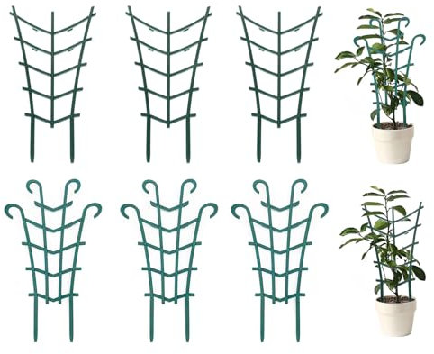 Pflanzenspalier, Mini-Gartenspalier, Pflanzenkletterspalier, DIY-Pflanzenstützen-Gartenpfähle, Stapelbare Kunststoff-Kletterpfähle für Topfkletterpflanzen, Weinreben, Gemüse, Blumen(6PCS-AB)