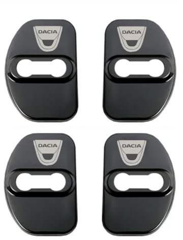 OscitY 4 Stück Auto Edelstahl türschloss Abdeckung, Für Dacia Lodgy Mcv Sandero Duster Spring Logan stepway Dokker türschlösser Wegfahrsperren Rostschutz Korrosions Schutz Zubehör,A/Black