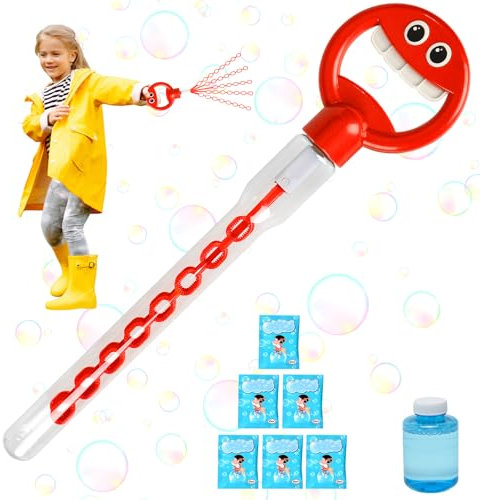 Bubble Wand Blower für Kinder, Lächelnde Gesicht Bubble Wand, 32 Löcher Blase Maschinen Stick Spielzeug, Kleinkinder im Freien Partyspielzeug Geburtstag Geschenk für 3 4 5 6 Jahre alte Mädchen Jungen
