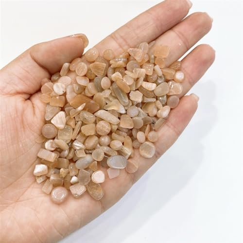 QINGQI Naturstein Naturstein, Kristall, Quarz, Kies, Mineralprobe, Heimdekoration, Aquarium, Geschenk Geschenk(Orange Moonstone,50g)